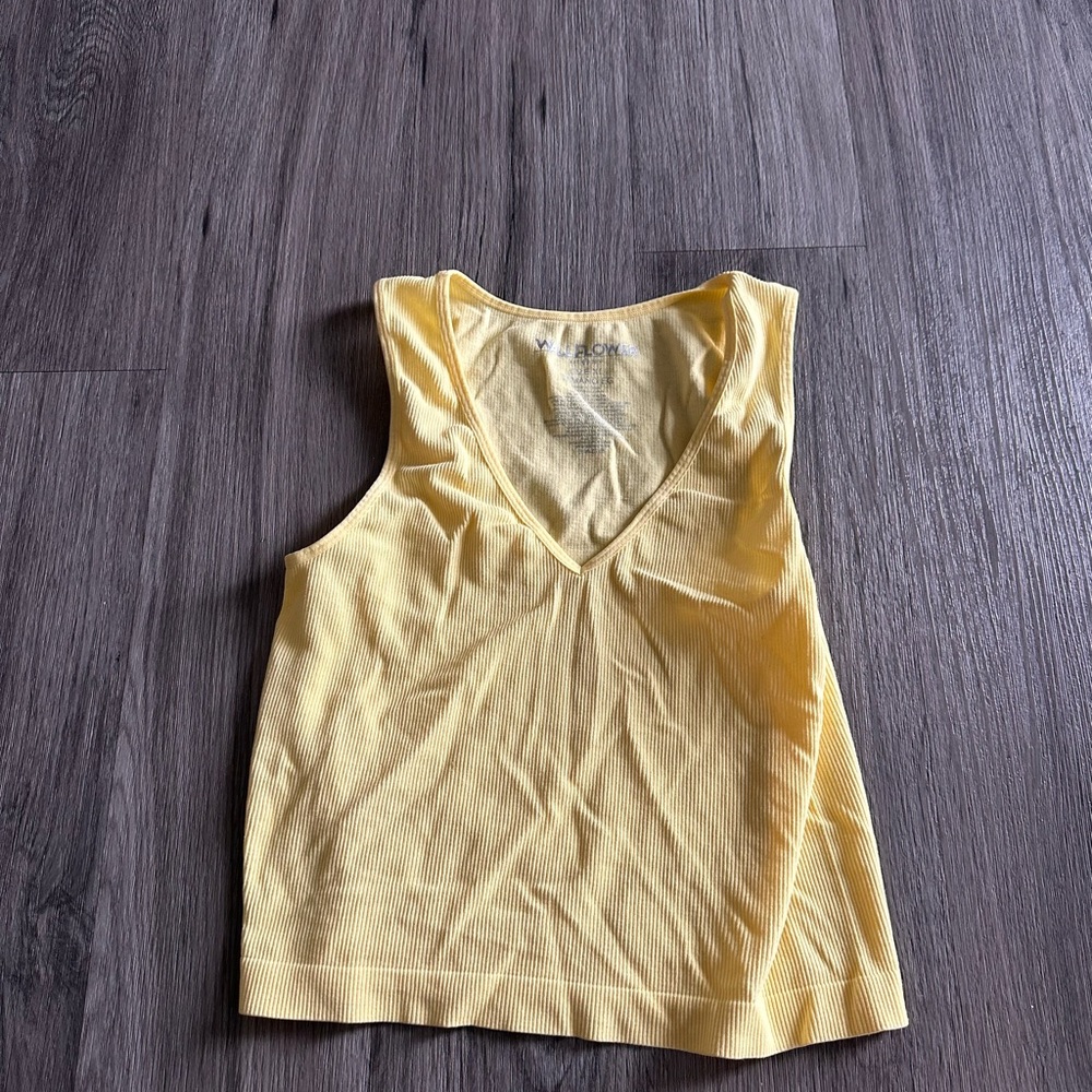 Yellow Sleeveless Fitted Crop Tank Top
